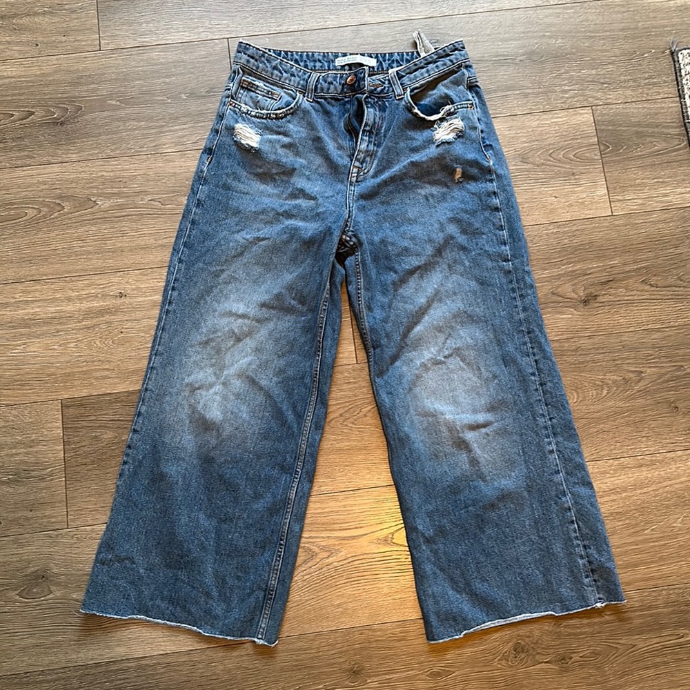 Zara wide leg cropped jeans. Super cute!